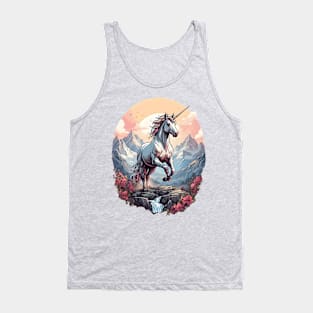 Majestic Magical Unicorn Mountain Landscape Design Tank Top